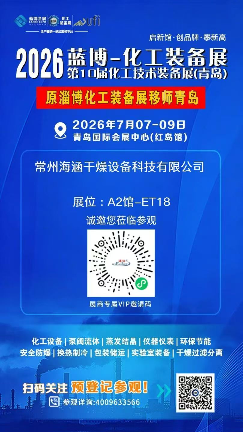 Changzhou Haihan Drying Equipment Technology Co., Ltd. made its debut at the 10th Chemical Technology and Equipment Exhibition (Qingdao)